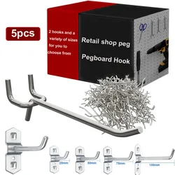 1-5pcs Wall Mounted Orifice Board Hook Storage Rack Hanger Hook Garden Storage Hook Kitchen Storage Tools Garage Pegboard Hook