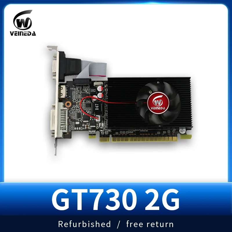 

VEINEDA GT730 2GB Graphics Card 64Bit GDDR3 gt610 2gb D3 GPU Video Cards Dvi VGA Video Card for NVIDIA Geforce games Refurbished