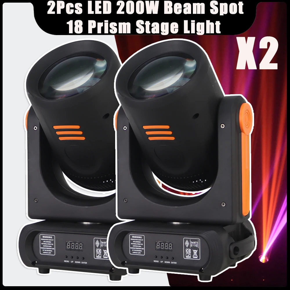 2Pcs/lot 200W LED Moving Head Light Beam Spot 18 Prism Half Color Stage Effect Lights DMX512 For DJ Disco Party Stage Lighitng