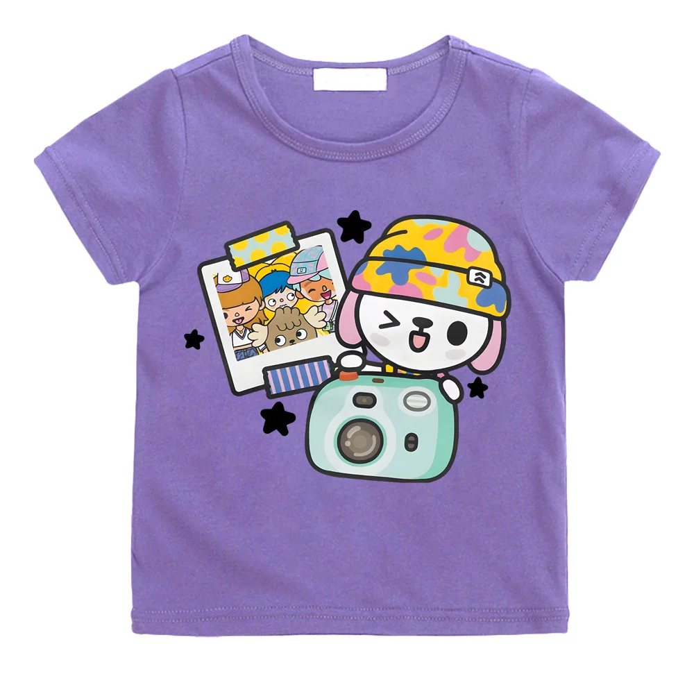 

Футболки Toca Boca Merch Kawaii из 100% хлопка, высококачественные детские футболки с короткими рукавами для мальчиков и девочек, повседневные футболки с графическим принтом Camisetas