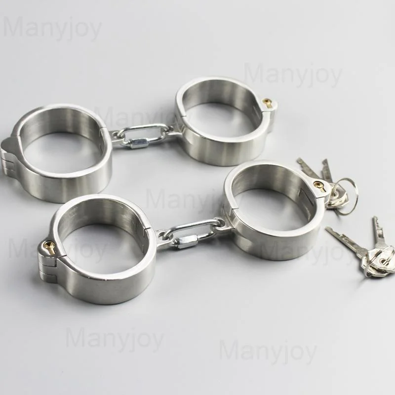 HotX Stainless Steel Handcuffs Set with Detachable Chain BDSM Bondage Gear for Adult Game BDSM Bondage Restraint Toys