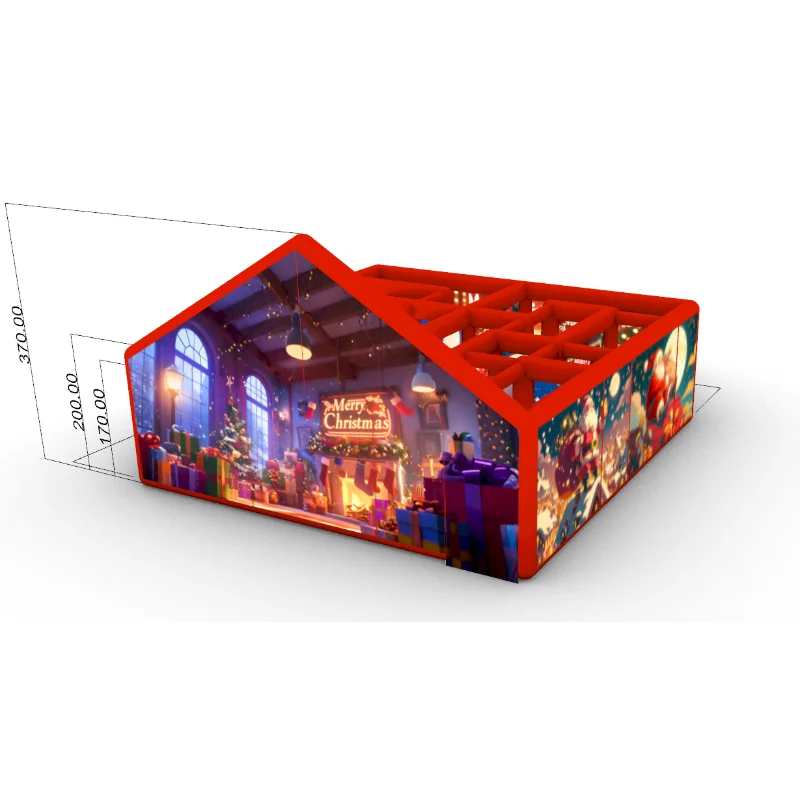 2026 Newest Christmas Inflatable Maze for party 6x6m Full Printing House tent Inflatable Labyrinth Laser Tag Games for Winter