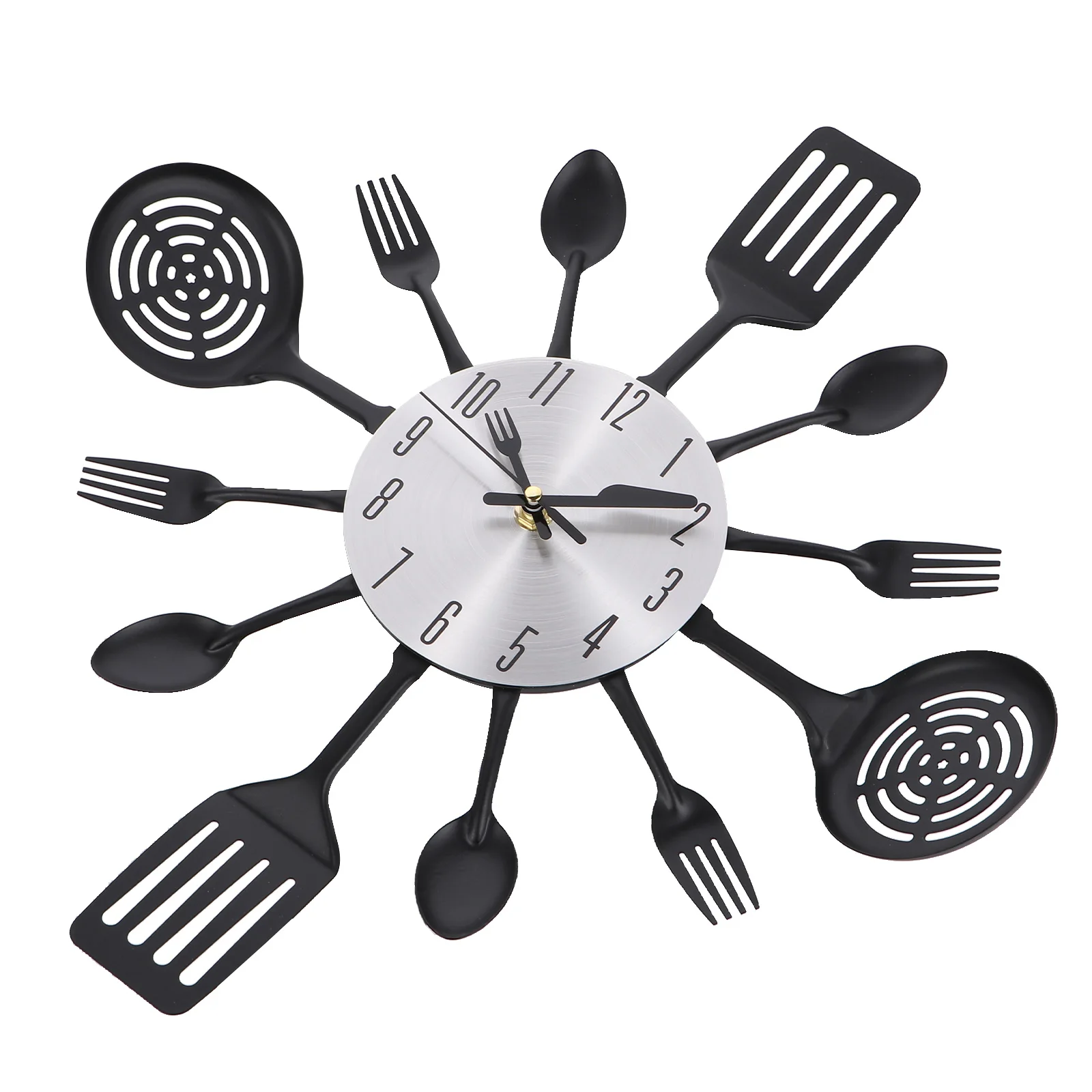 

1Pcs Decorative Wall Clock Kitchen Cutlery Style Spatula Slotted Spoon Design Clock for Home Office Cafe Restaurant Wall Decor