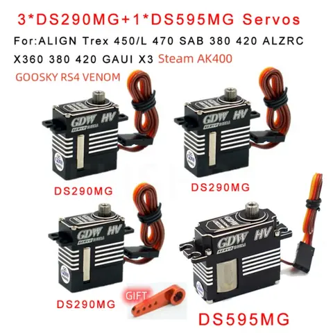 GDW 디지털 코어리스 스와시 플레이트 서보, 스팀 AK400 GOOSKY RS4 VENOM ALZRC X360 SAB 380/420 RC 헬리콥터용, DS290MG DS595MG