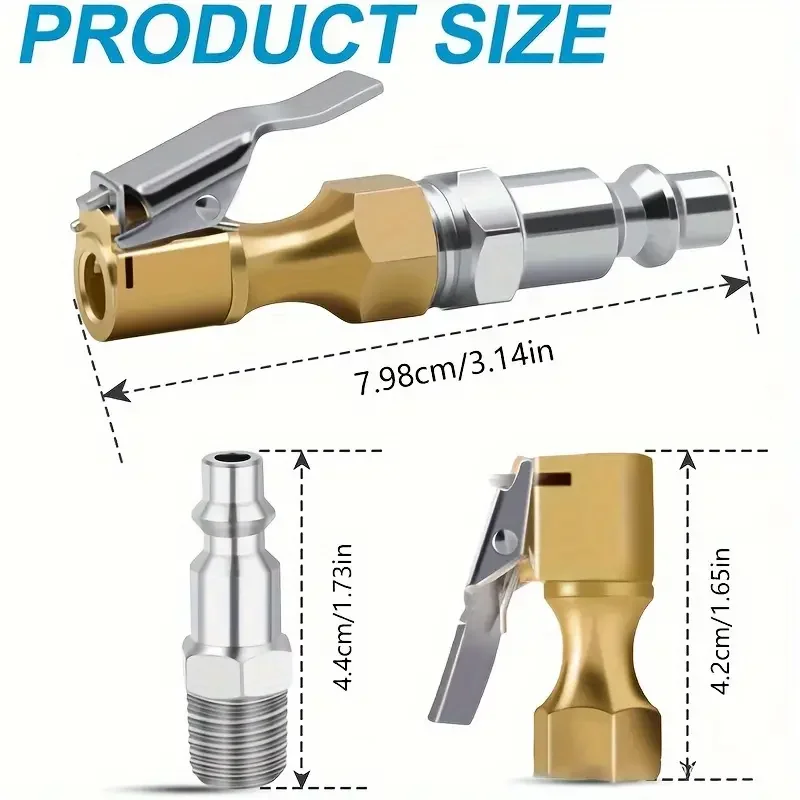 Quick Inflation Nozzle Inflation Chuck 8x7.8cm Inner Diameter 8/6mm Copper Material Suitable For Car Tire Valve Accessories