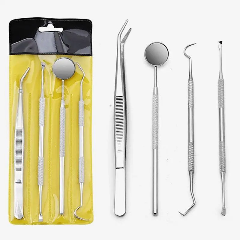 3/4/5/6Pcs Teeth Cleaning Kit Scissors Flosser Oral Care Accessory Dental Tool Set Plaque Tartar Remover