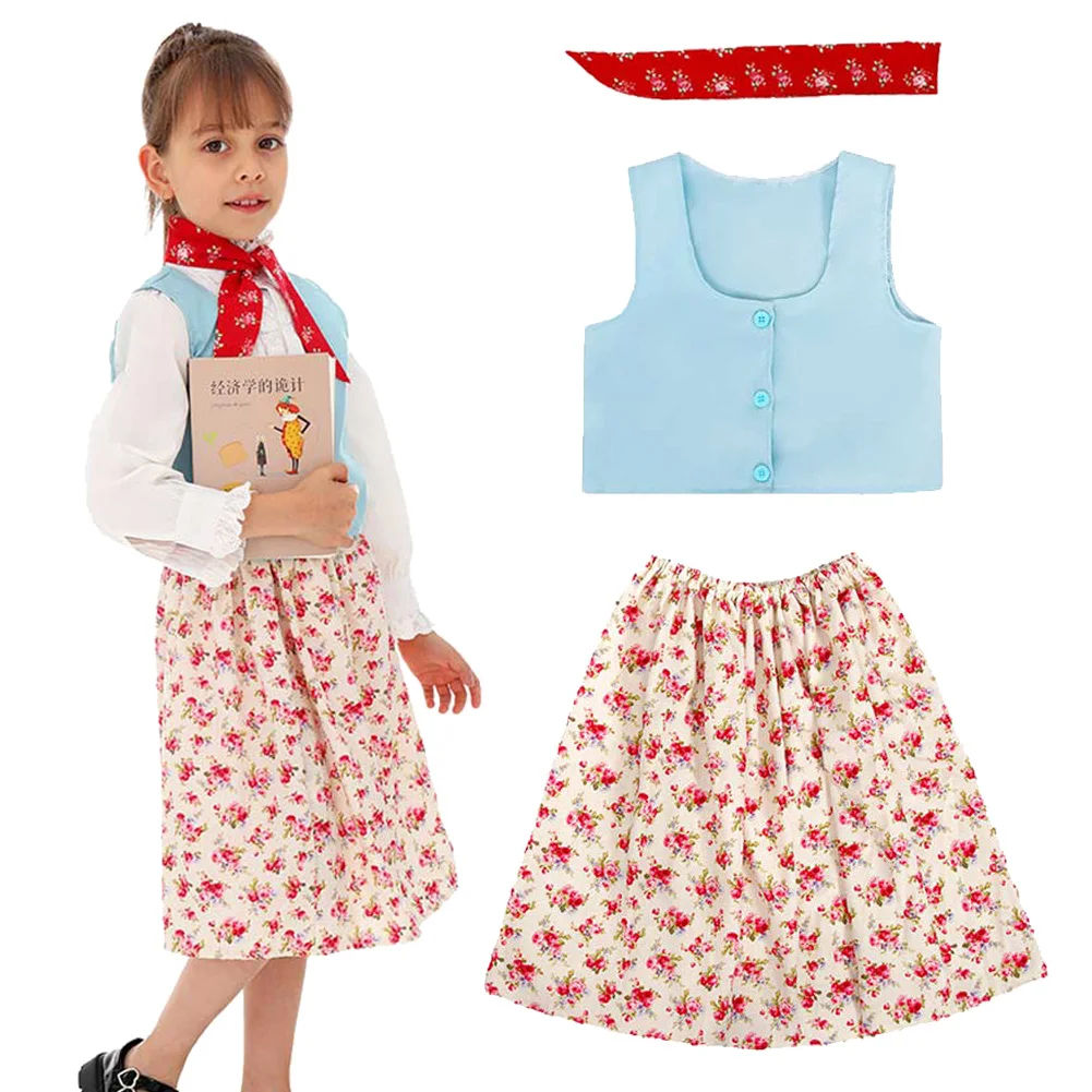 Kinder Mädchen Welt Buch Tag Lesen Mädchen Schal Kleid Cosplay Kostüm Kinder Kind Halloween Party Karneval Anzüge Blaue Weste