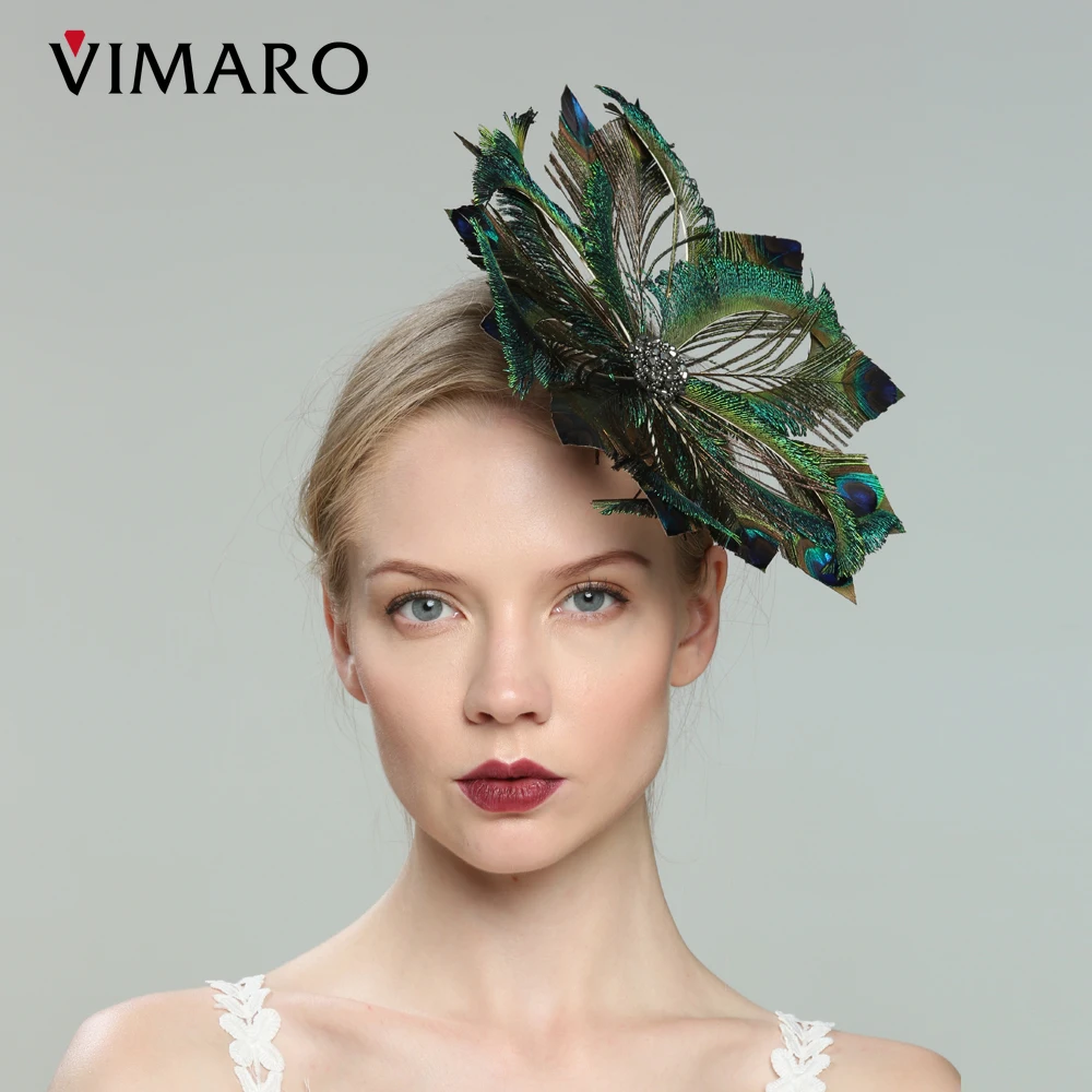 VIMARO Peacock Fascinator Hat Peacock Fascinators dla kobiet spotkanie przy herbacie Kentucky Derby kapelusze dla kobiet (na klipie)