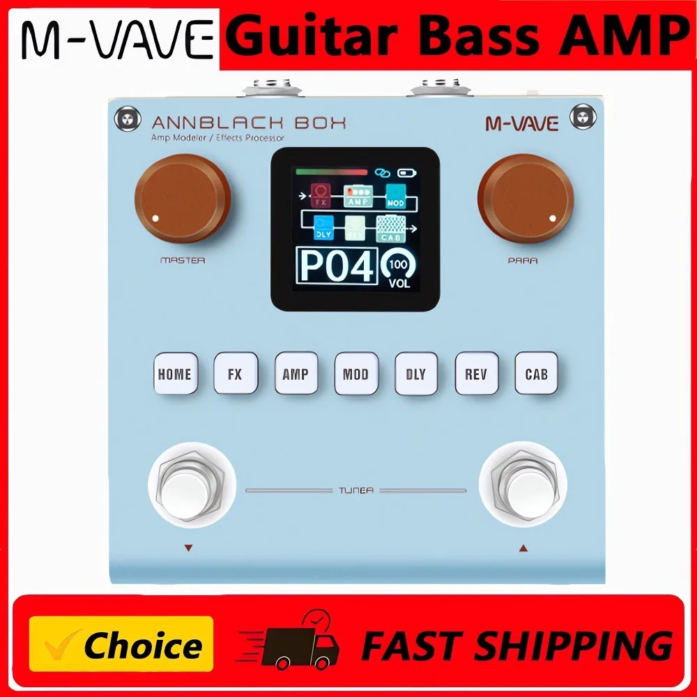 M-VAVE Black Box Pedals Guitar / Bass AMP Modeler Multi-Effects Processor Built-in Rechargeable Battery for Electric Guitar Bass
