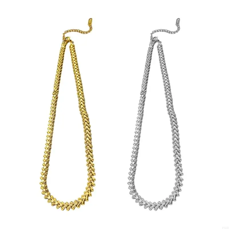 

652F Wheat Spikes Necklace Wheat Themed Necklace in Gold/Steel Finish Versatile Accessory for Any Outfit