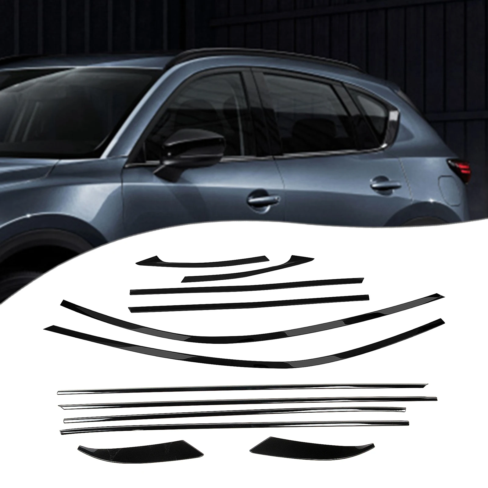 Gloss Black Exterior Window Trim Strip Door Side Frame Side Seal Styling Molding Decorative Cover For Mazda CX-5 CX5 2017-2025