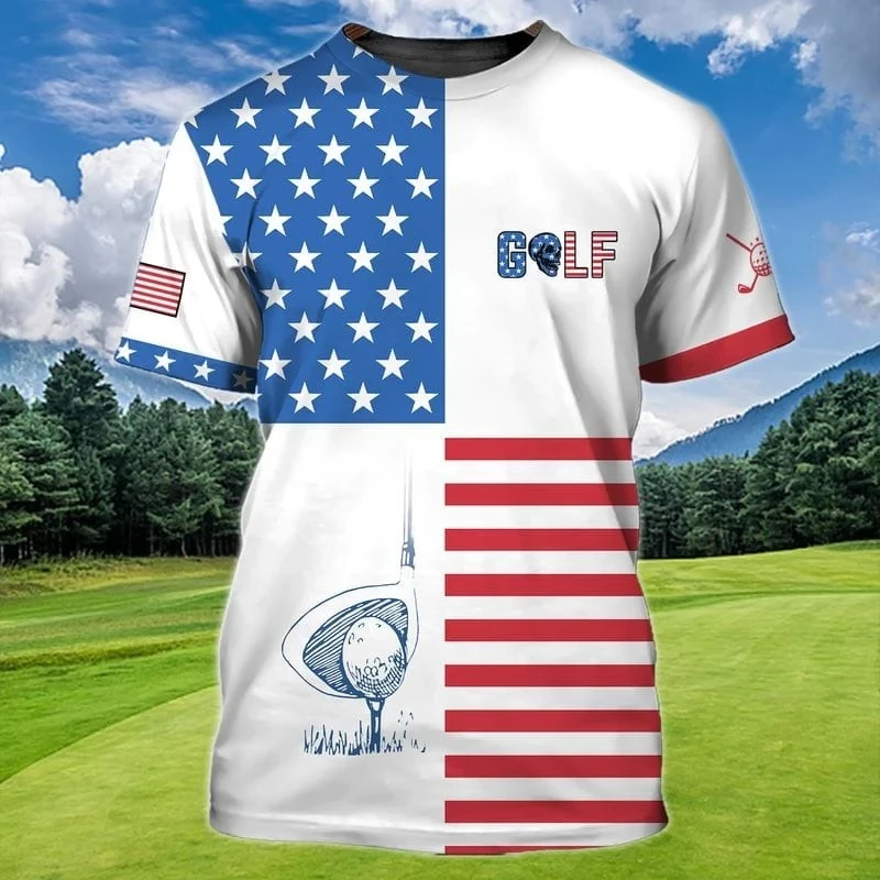 New 3d Golf Tee Shirts For Men Clubs Golf Pattern Print Short-sleeved T-shirt 2024 Outdoor Sportswewar Gym Tops Male Clothing