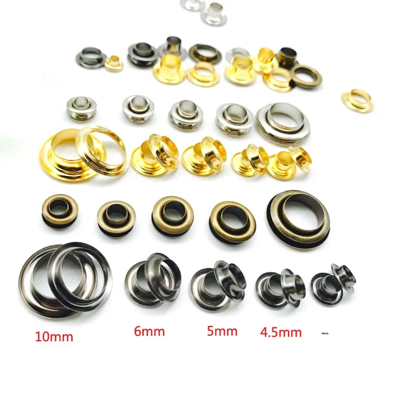 20/40 Set Eyelets Grommets Ring M4 M4.5 M5 M6 M8 M10 Leather Repair Grommets Round Eye Rings for Shoes Bag Clothing Accessory
