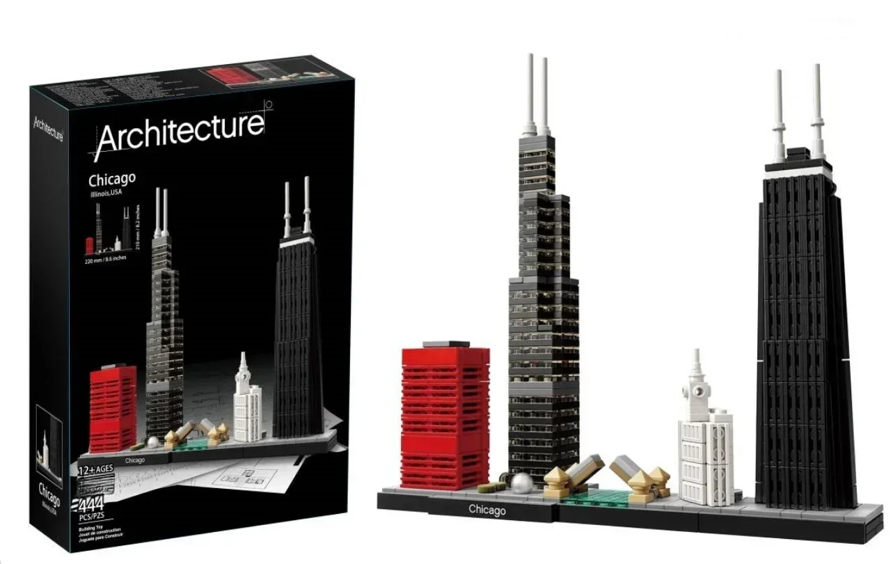 Chicago Architecture Decade, Skyline Architecture Collection, Classic Model Assembly, Children's Toys, Gifts, 444PCS, 21033