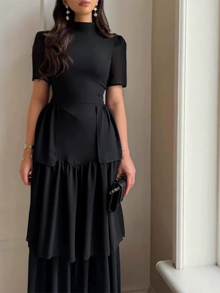 

Летнее платье Leisure Sweet Girl 2026: Новинка, приталенный крой, уличный стиль, повседневное, с круглым вырезом, коротким рукавом, многослойное