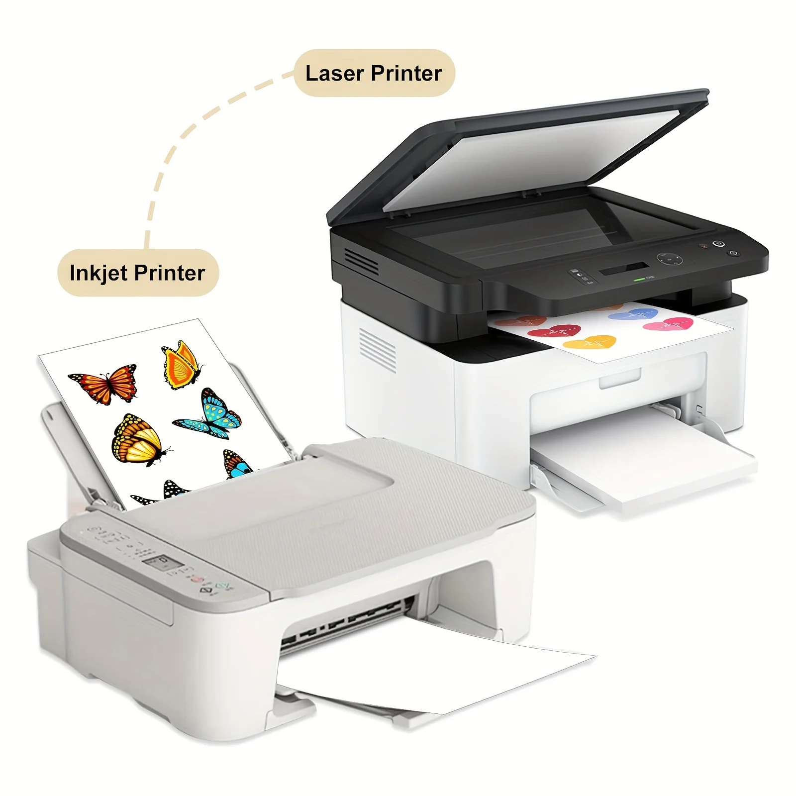 Color Box Package Letter Size 8.5 × 11 Inch 10 Sheets Matte White Printable Vinyl Sticker Paper for Inkjet Printer Waterproof