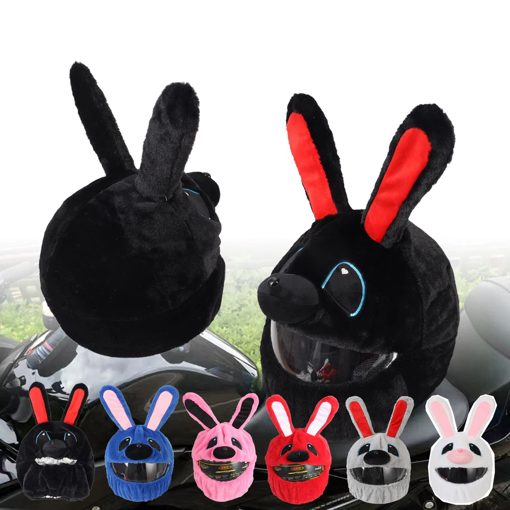 Helmet Protection Headgear Cover Cartoon Fluffy Plush Set For Motorcycle Full-Face Protective Case Motorbike Safety Trendy