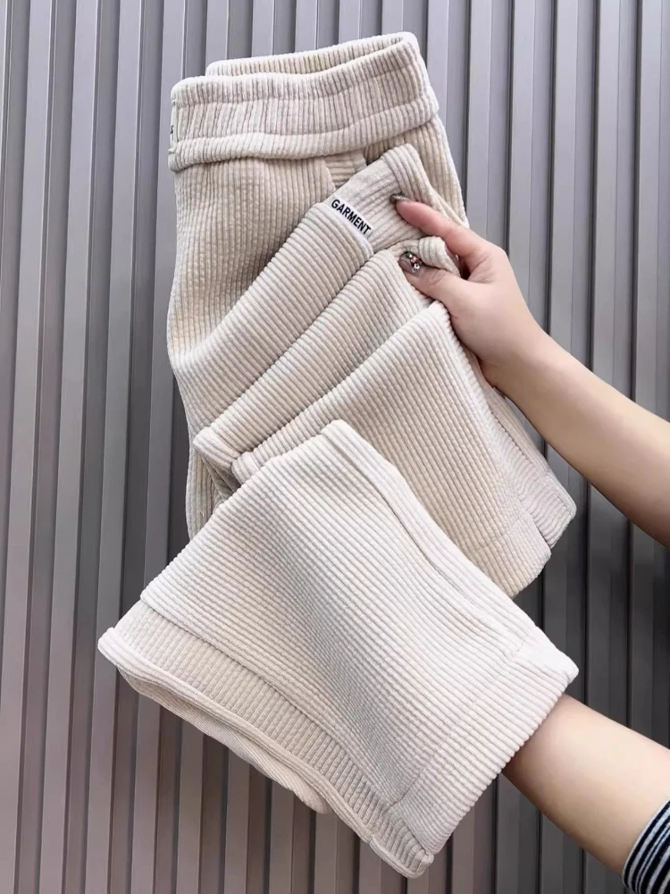 

Corduroy Women's Pants Fall/Winter High Quality Fashion Slacks 2026 New Elegant Office Stretch Thick Plus Size Straight Trousers