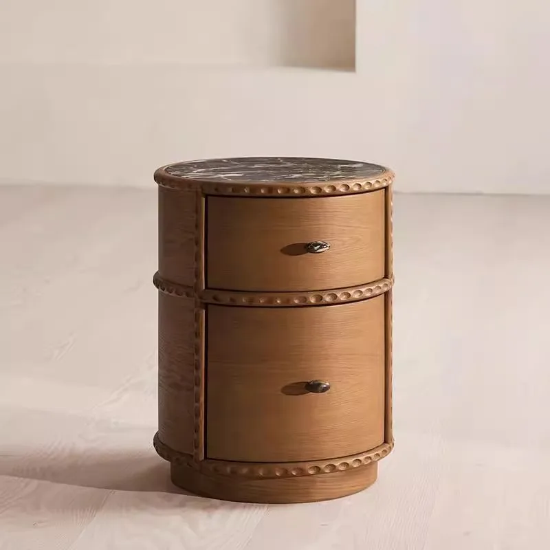 

American retro solid wood bedside table French antique bedroom bedside table Small apartment storage cabinet Locker design