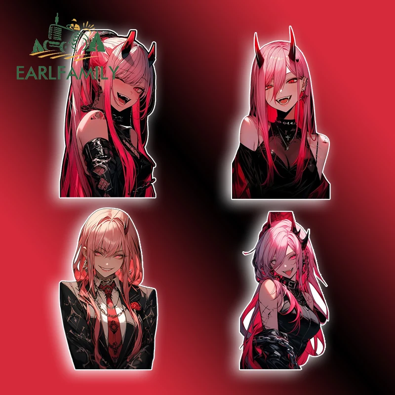 EARLFAMILY 13cm x 7.4cm Zero Two Anime Car Sticker Motorcycle Bumper Funny Laptop Sunscreen Decal Scratch-Proof Fashion Decor