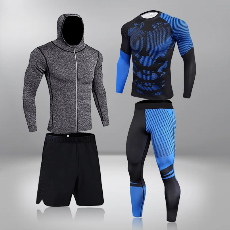 Ensemble de survêtement de compression à séchage rapide pour hommes, combinaisons de sport Rashguard, t-shirt et pantalon imbibés de sueur, vêtements de haute qualité, marque