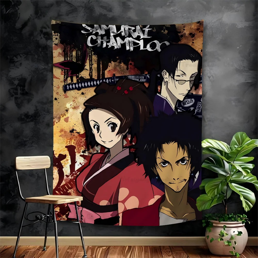 

Samurai Champloo Colorful Tapestry Wall Hanging Hippie Flower Wall Carpets Dorm Decor Wall Art Decor