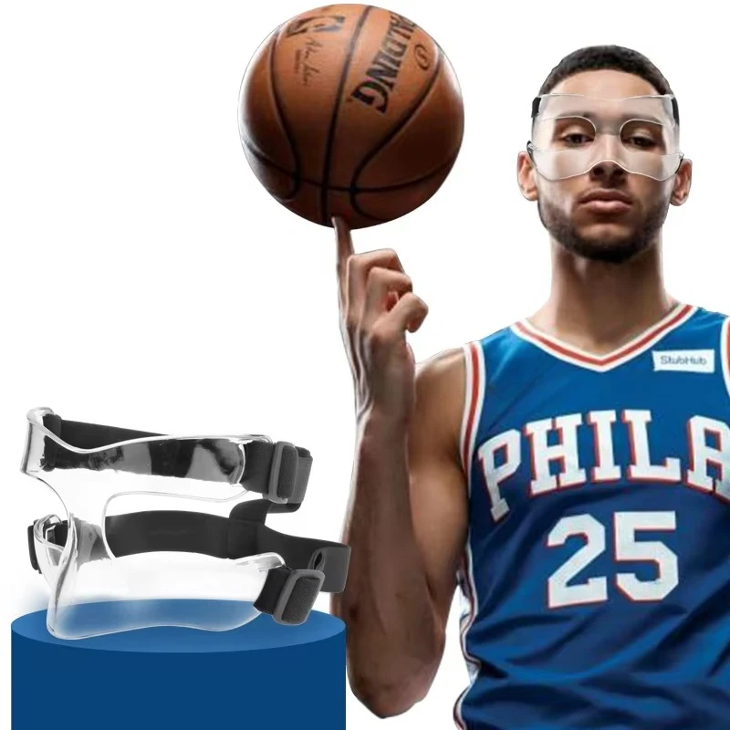 Basketball Anti-collision Nose Mask Transparent Color Adult Men's Football Game Face protection Mask Sports Protective Gear