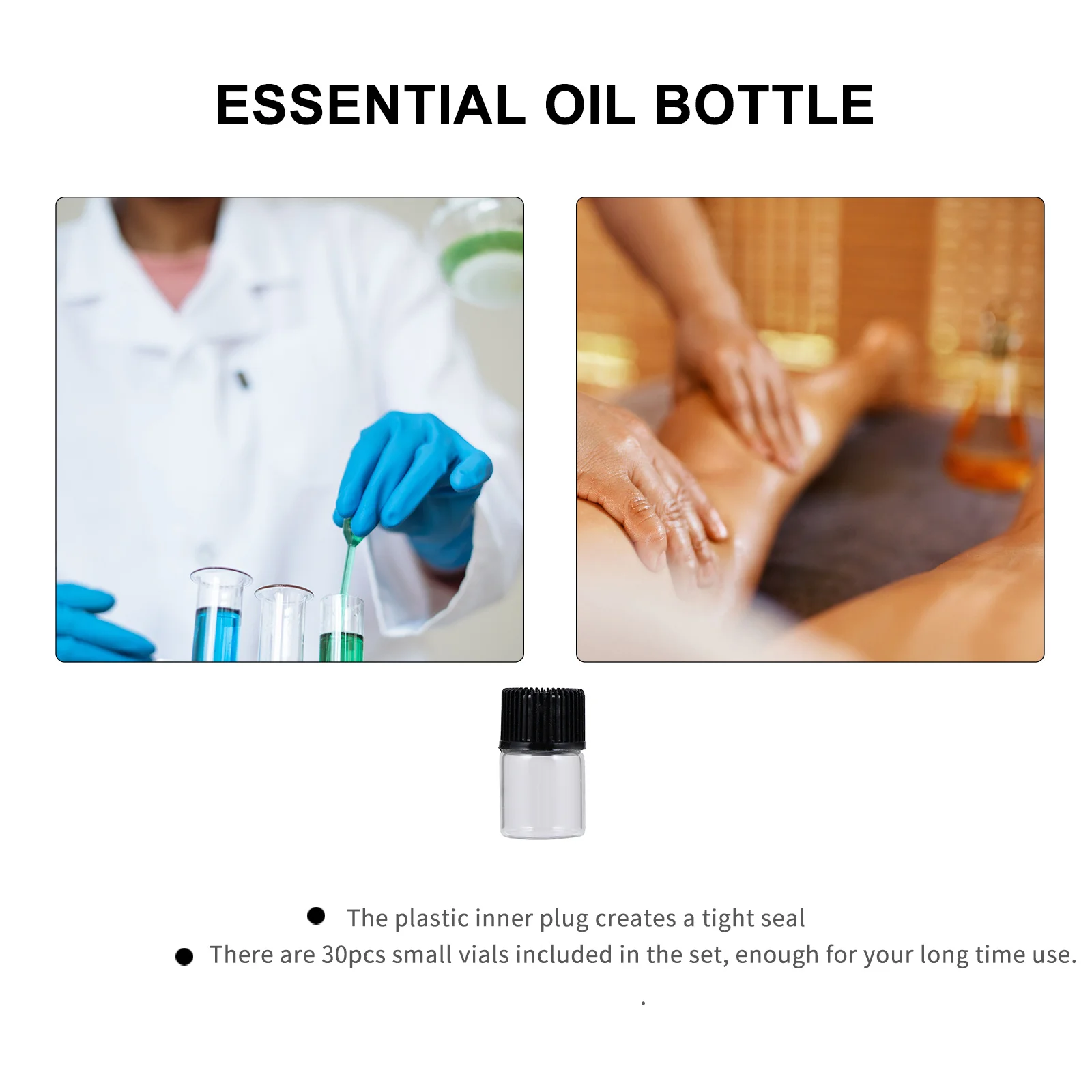 

30Pcs Transparent Borosilicate Glass Vials Leakproof Tight Seal Refillable Bottles for Cosmetics Oils Transparent Bottle