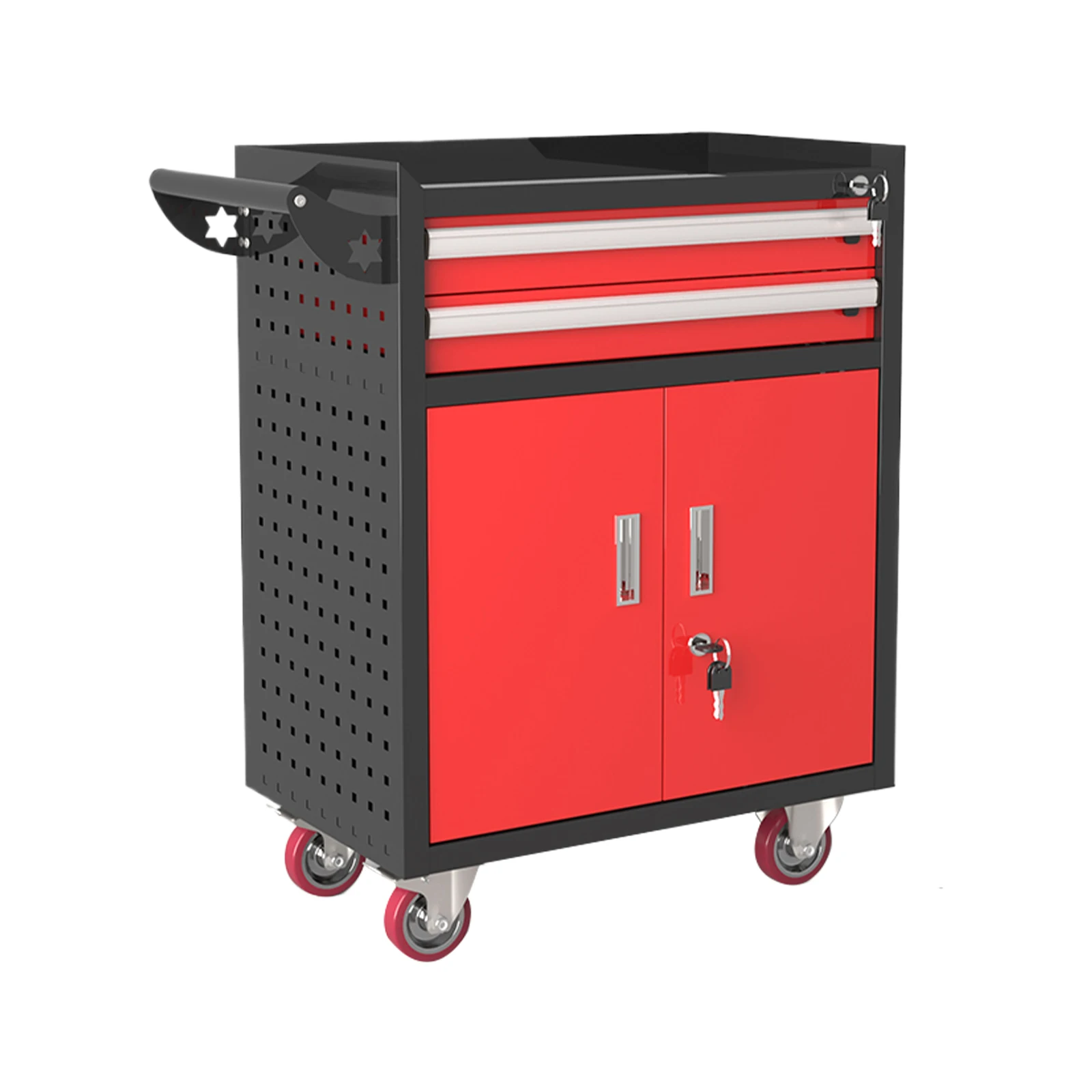 

2-Drawers Tool Chest, Mechanic Rolling Tool Box Lockable Tool Storage Cabinet, Metal Tool Cart with Drawers and Wheels