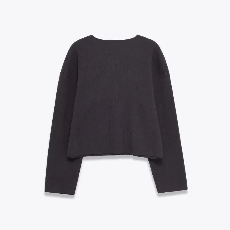 أنيقة الصلبة سترة مشغولة من الصوف زهرة سترة زر الموضة طويلة الأكمام س الرقبة الشتاء الشارع الشهير مكتب سيدة قمم معطف