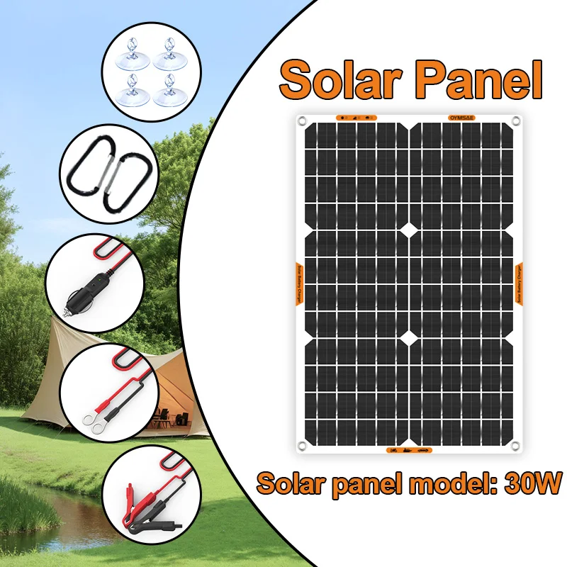 

30W Solar Car Battery Charger Portable 12V Trickle Battery Charger & Maintainer Waterproof Solar Panel for Car Boat Automotive