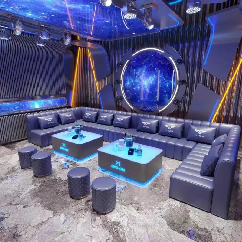

KTV sofa bar clear bar Karaoke foot bath nightclub box U-shaped L-shaped corner card seat coffee table combination, abyss mirro