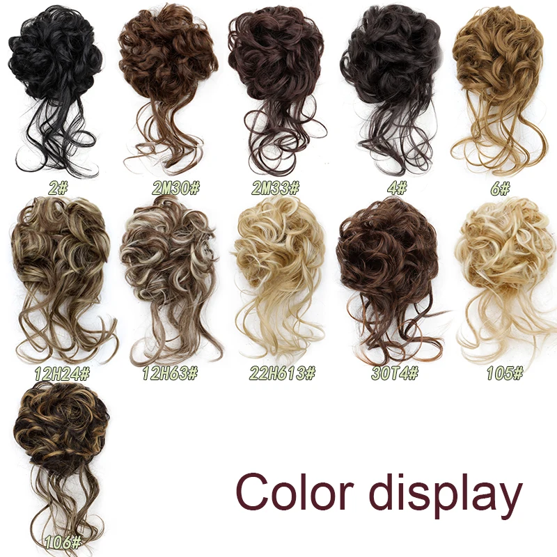 Peruca de coque de cabelo sintético para mulheres elástico de borracha extensões de cabelo coque resistente ao calor preto marrom