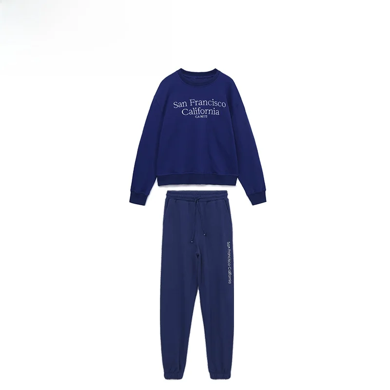 

ZBZA Faionable Letter Embroidery Sweatirt And Running Pants Set Women's Autumn New Arrival Polyester Fiber High Faion