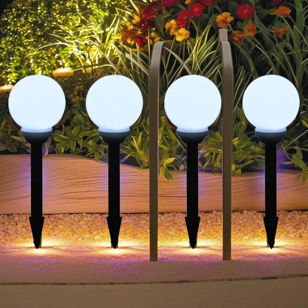 Paquete de 4 luces para caminos al aire libre con punta de tierra - Lámparas decorativas de 5,9 pulgadas