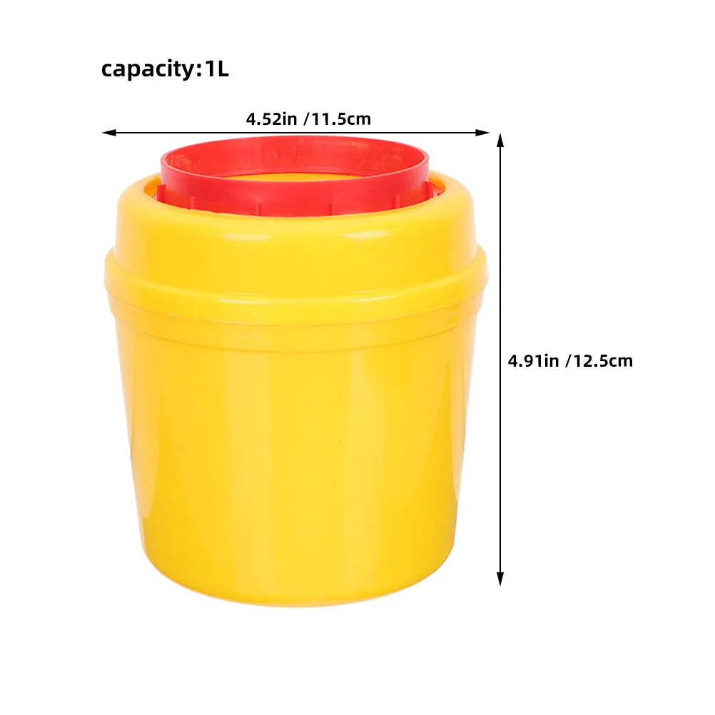 10Pcs Round 1L Clinical Waste Disposal Box Compact Lightweight Sharp Container for Needles Secure Lid Small Plastic Waste Bin