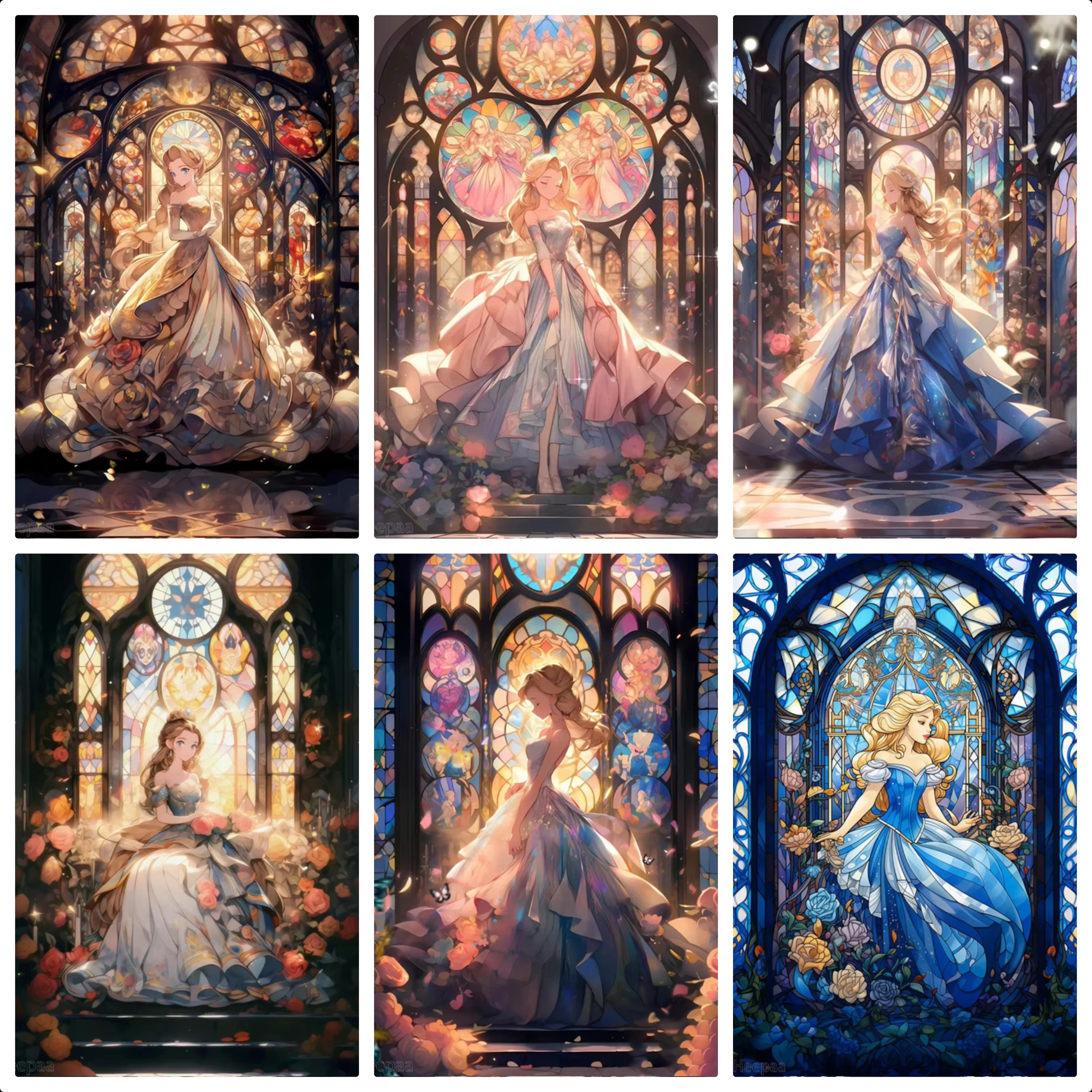 Niedliches Cinderella-Schloss 5D Voll-Diamant-Malerei-Set, Bunte Rosen- und Lotusblumen, DIY-Mosaik-Stickerei, Kreuzstich-Geschenk