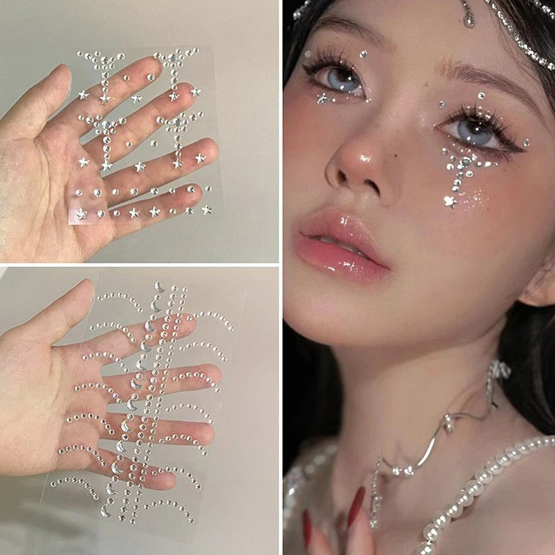 1 Sheet Sparkling Face Eyes Makeup Diamonds Temporary Tattoo Self Adhesive Stickers DIY Festival Body Art Decor Nail Jewelry