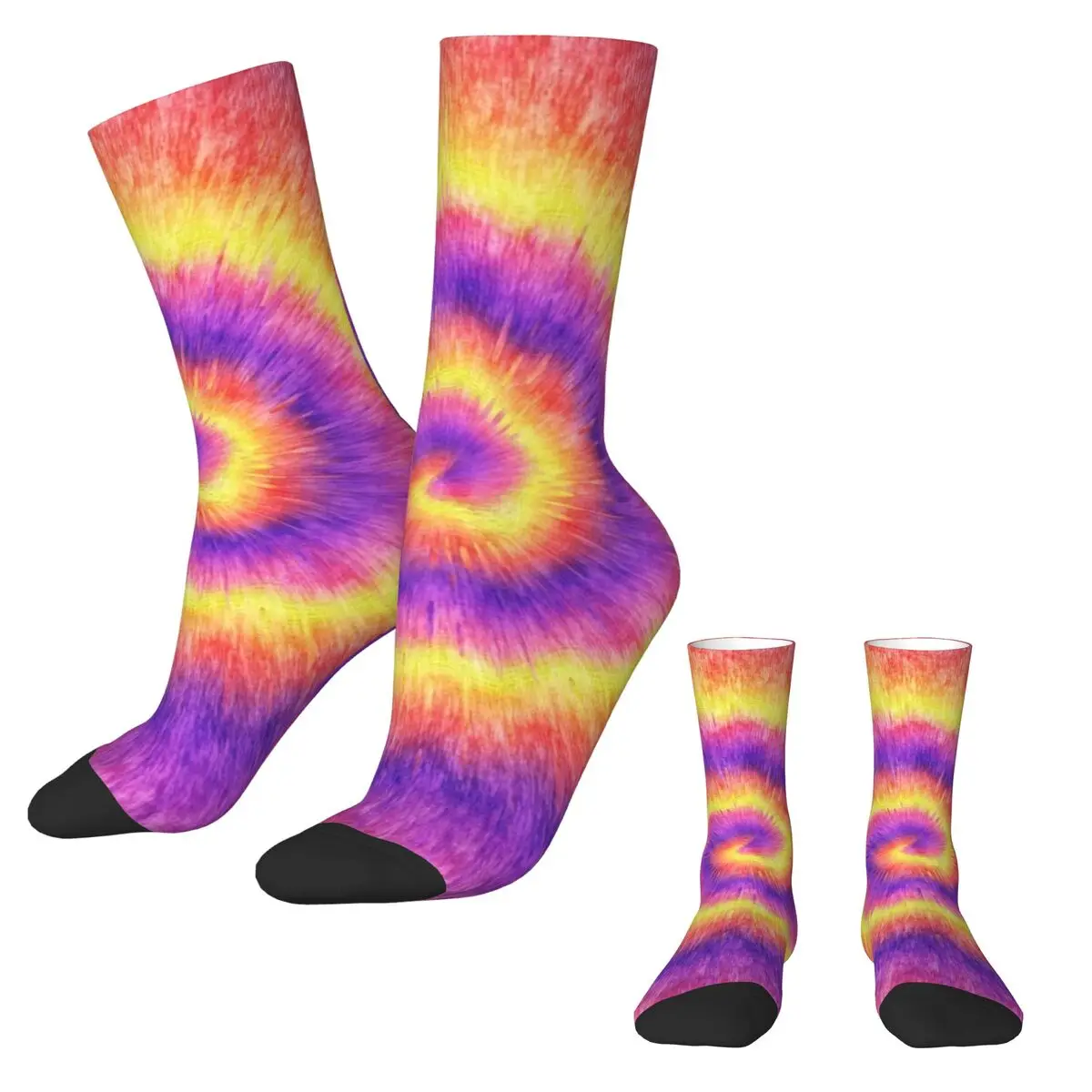 Tie Dye Swirl Socks Spring Retro Pink Lilac Yellow Stockings Novelty Unisex Warm Soft Socks Custom Climbing Non Skid Socks