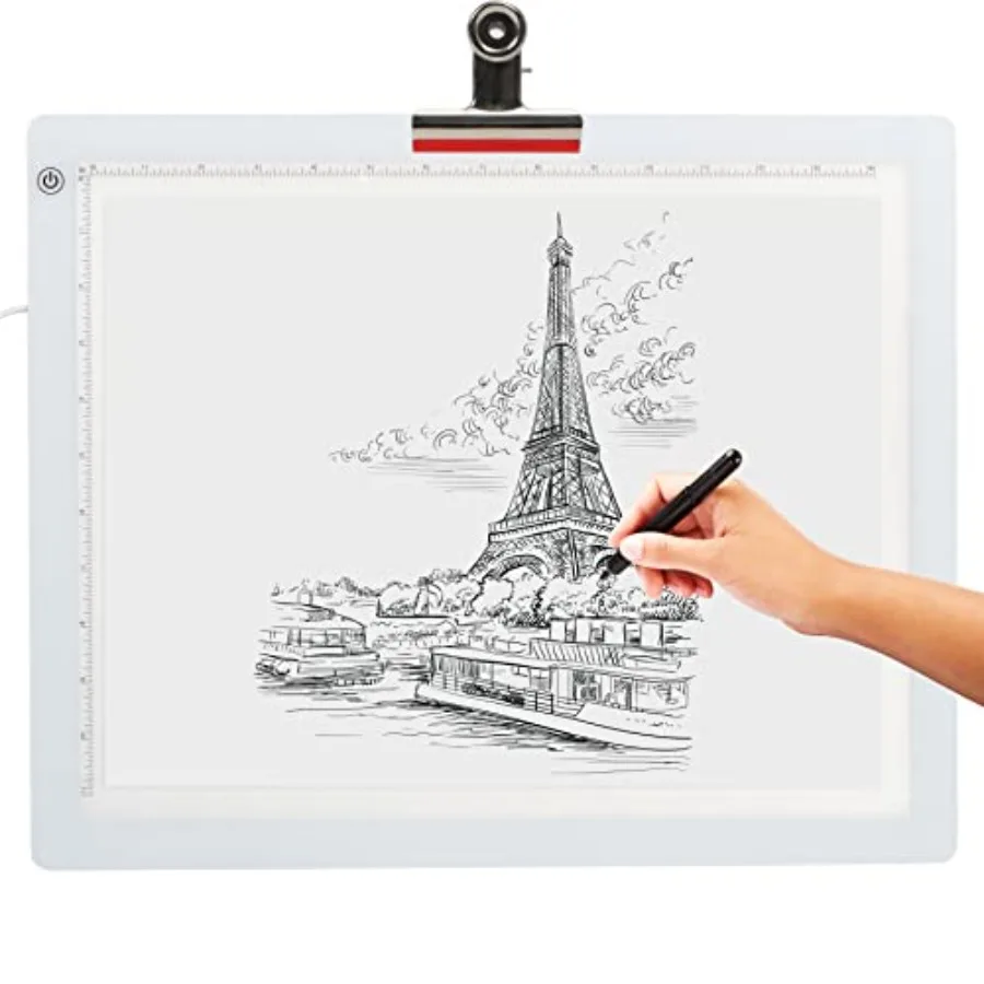 

Светодиодный световой планшет для рисования 19 дюймов, ультратонкий, с регулируемой яркостью, в комплекте USB-кабель, адаптер, бумага и зажим. Портативный D