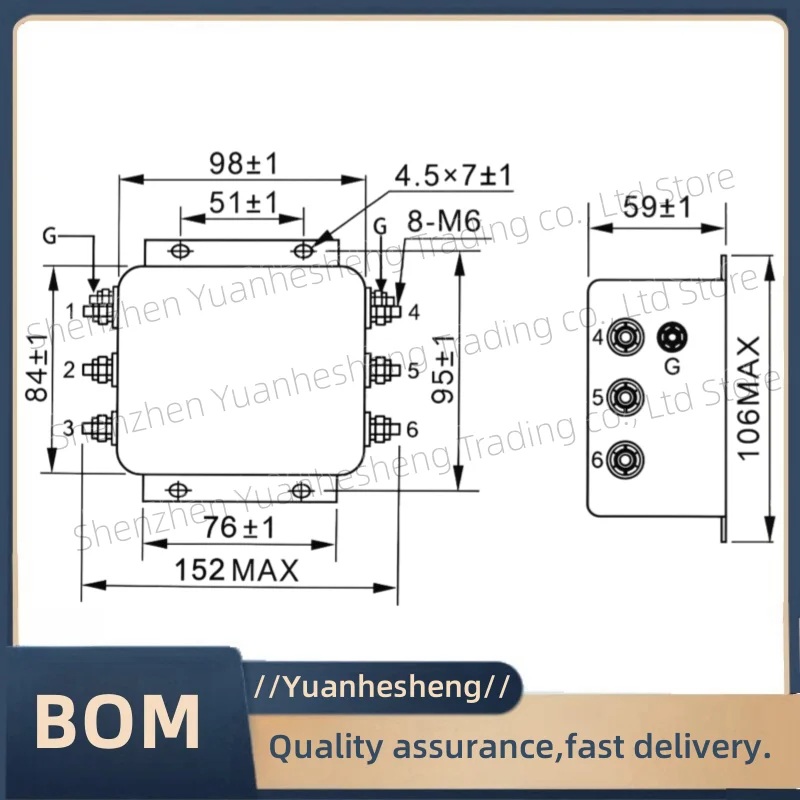 Brand new and original Three-phase three-wire CW12B-10A/20A/30A/40A/50A/60A-S Power filter 380V inverterS Bolt-type CW12B-10A-S