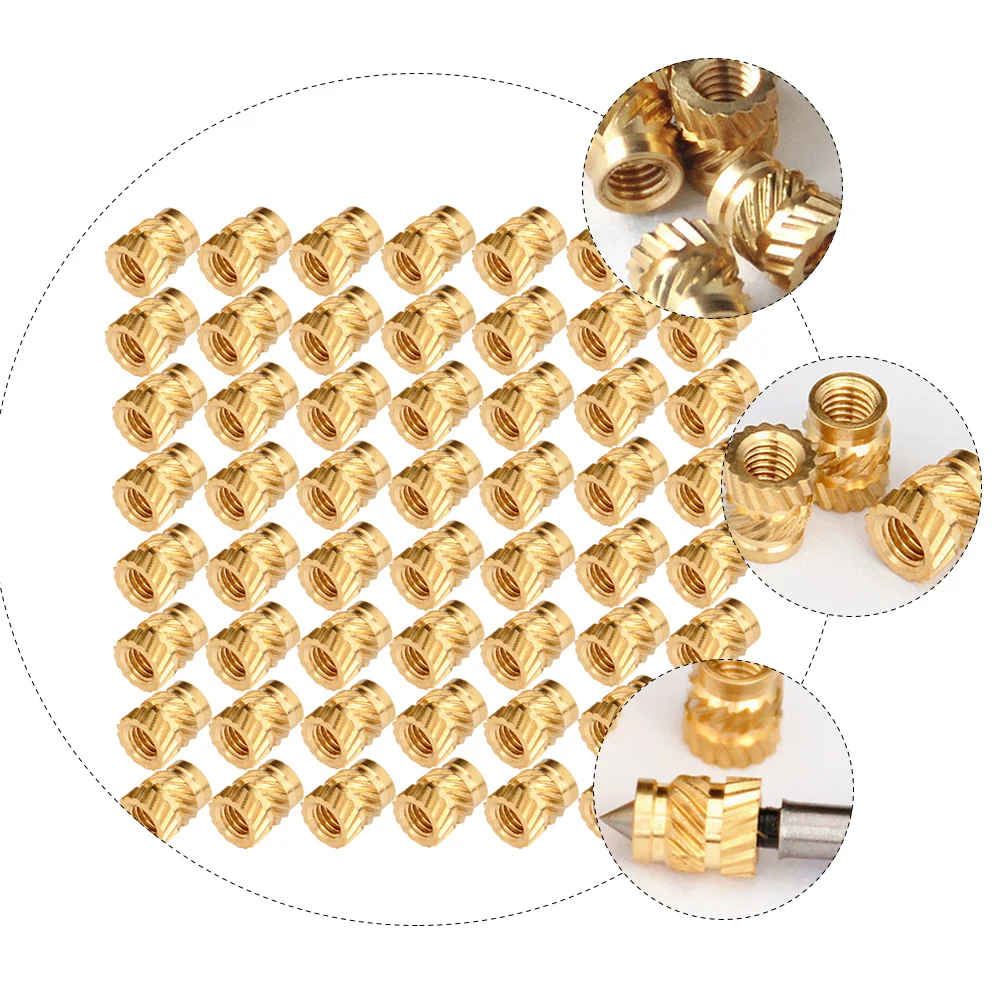 50/100pcs Thread Knurled Brass Threaded Heat Set Heat Resistant Insert Embedment Nut For 3D Printer Hot Press Inlay Figure