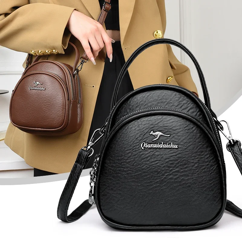 

High quality PU Design Female Mini Bag Fashion Casual 2 Layers Women Small Shoulder Bag Pretty Style Girls Shopping Phone Bag