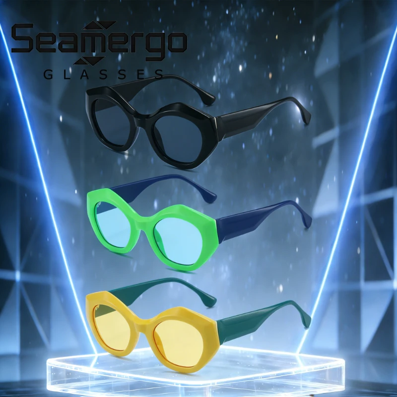 SEAMERGO 1/3PCS Women's Advanced Cat-eye Fashion UV Resistant Luxury Sunglasses Designers Men's Travel Beach Camping Glasses