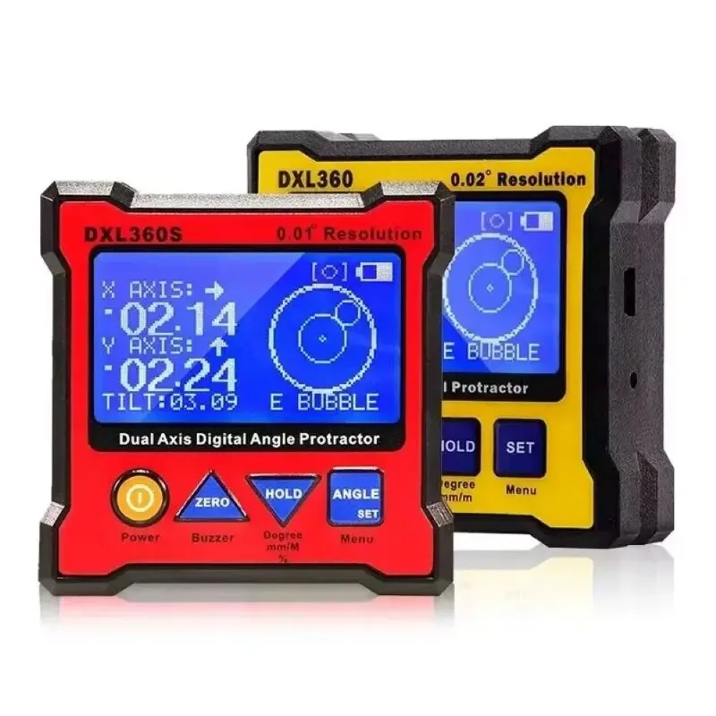 DXL360/DXL360S Dual Axis Digital Angle Protractor with 5 Side Magnetic Base High-precision Dual-axis Digital Display Level Gauge