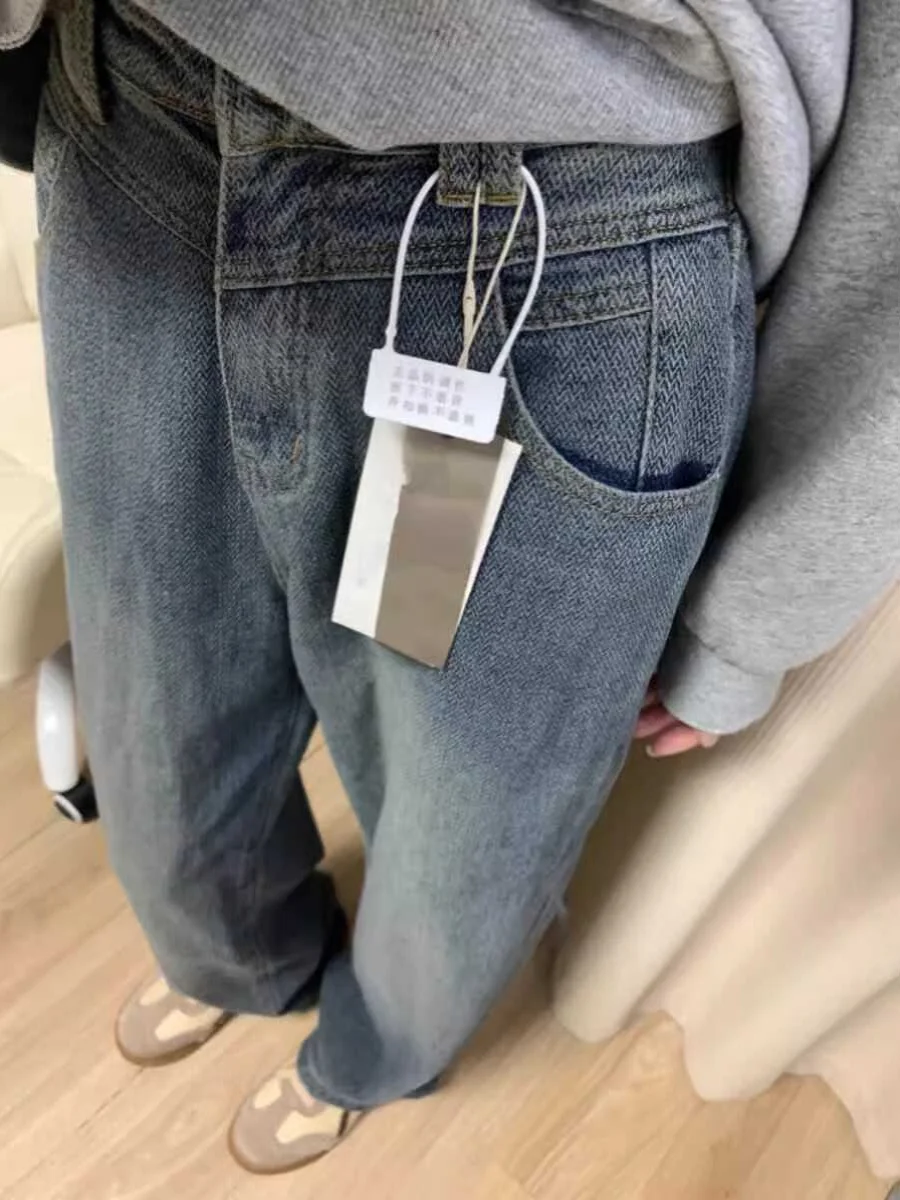 

High Waist Wide Leg Denim Jeans Women's Spring Autumn New plus Size Fatty Starry Pattern Straight Tube Long Pants