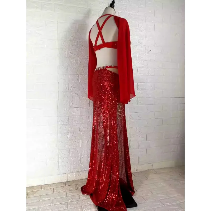 customized bellydance performance costume set belly dancewear samba carnival costumes indian clothes women skirt top bra