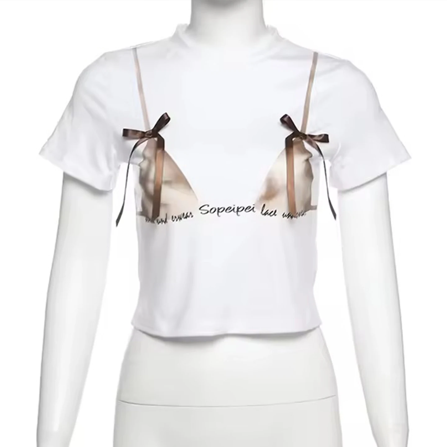 

2025 summer new spicy girl slim fit round neck short sleeved women's T-shirt clothing y2k T-shirt sexy slim fit women's clothing