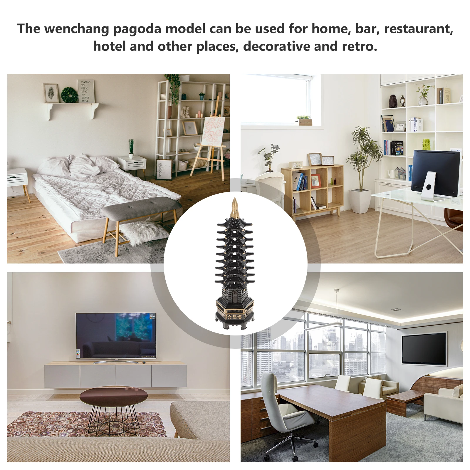 

Retro Copper Wenchang Pagoda Statue Tower Model Office Home Decor Garden nament Vintage Tabletop Gift Idea