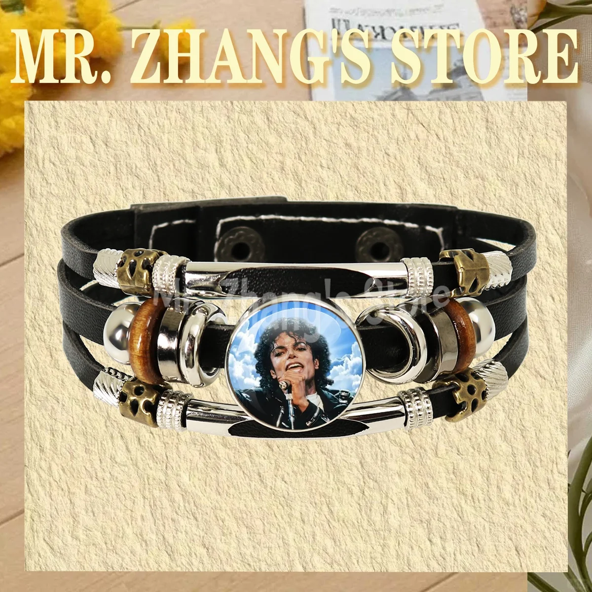 Michael Jackson 18MM Rotundity  Glass Cabochon Bracelet  Cover Pendant Versatile Retro Personalized Accessory